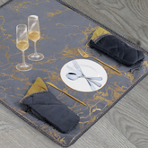 14 Pcs Quilted Velvet Table Runner Set Eternity Grey